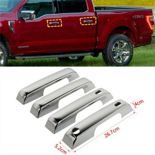 For Ford F-150 4dr 2021 2022 Exterior Side Car Door Handles Chrome Trim Cover - Imagen 1 de 9
