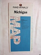 Rand McNally Michigan 1980s Folding Road Map w/ Cities Vintage