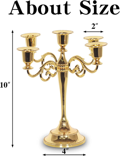 5-Candle Metal Candelabra Candle Holder 10.6 Inch Tall Candlestick Holders For - 第 3/12 張圖片