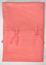 Restoration Hardware Pink Peach Basketweave Cotton Bow Trim Vtg Wash Twin Duvet