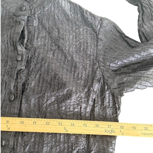 Anita Ford Thai Silk Button Down Top Womens M Pintucked Textured Collared Career - Picture 7 of 10