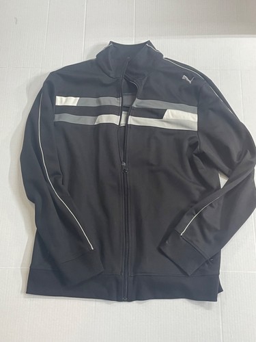 Puma Herren Track Zip Up Jacke schwarz mit weiß grauen Streifen Gr. L Polyestermischung - Bild 2 von 20