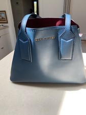 MARC JACOBS T Leather Purse Hand Bag Denim Blue Slim Folio Messenger Purse