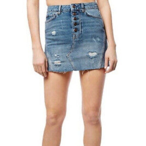 WE THE FREE Damen Größe 25 Used-Look Knopfleiste roher Saum Denim Jeans Minirock - Bild 1 von 5
