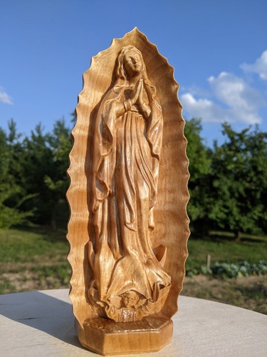Nuestra Señora Guadalupe, Virgen María Madre de Dios madera tallada estatua regalo para mamá - Imagen 4 de 12