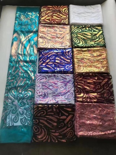 5yards African Sequin Lace Mesh Fabric Nigerian Lace Net for Dress Sewing Fabric - Picture 12 of 20