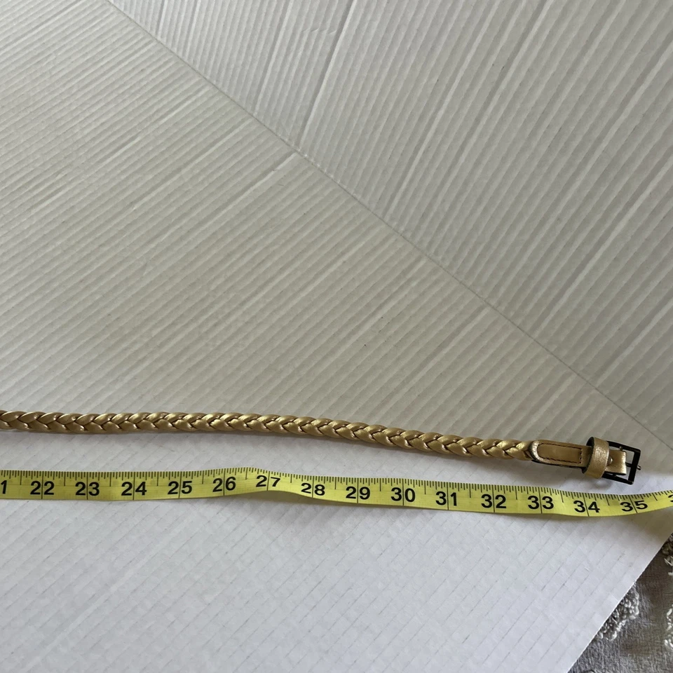 Women's Lot of 2 Braided Gold and  bronze  skinny belts 35" and 39" - Image 2 of 4