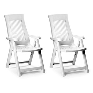 2 Stk. Bequeme Klappsessel Klappstuhl Positionsstuhl 5-Pos. Kunststoff