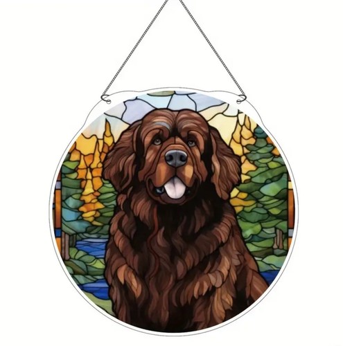 NEW 6” Newfoundland Dog Suncatcher. Beautiful Colorful Piece With Hanger. NEW!! - Picture 6 of 6