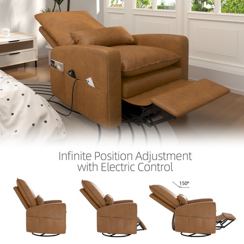 Power Swivel Glider Recliner Rocking Chair Nursery Upholstered Electric Sofa - Picture 5 of 21