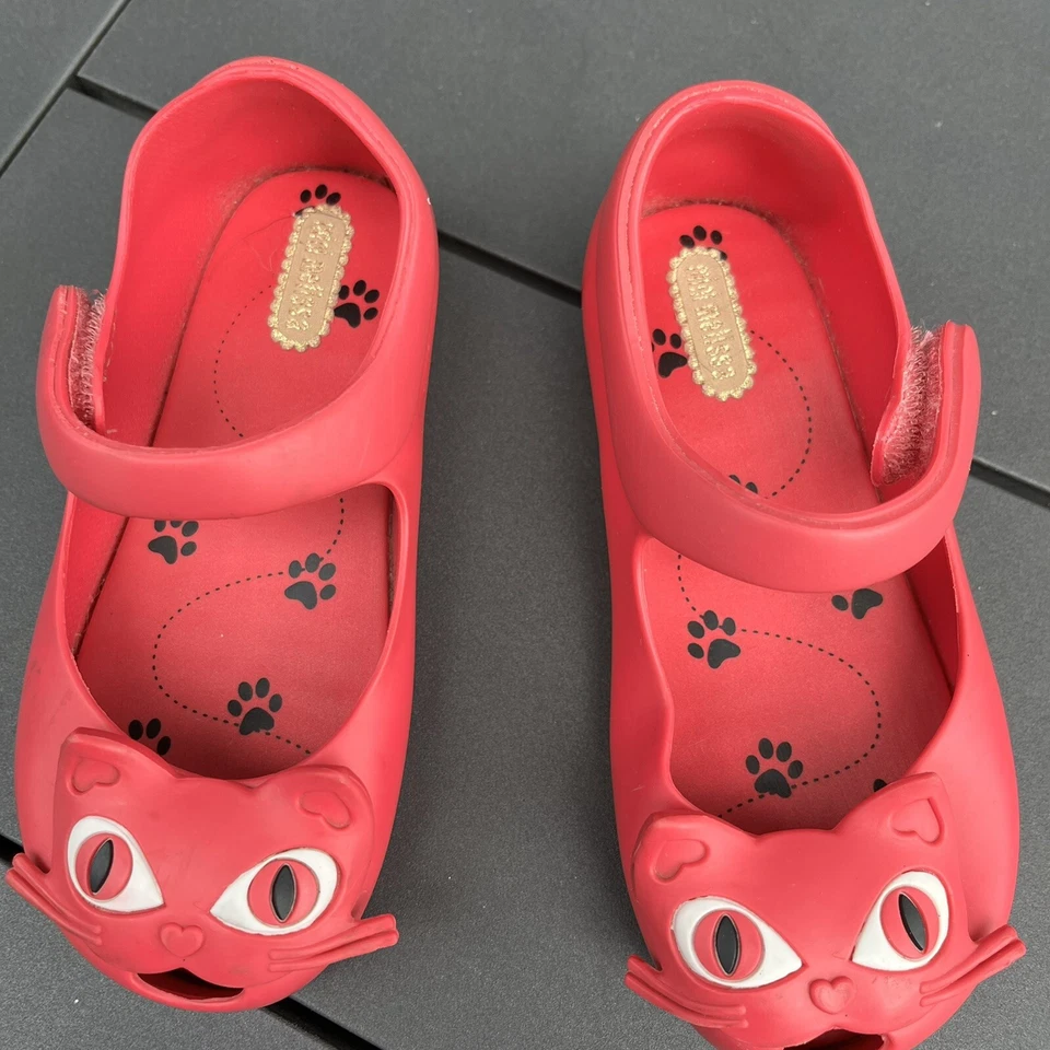 Mini Melissa Ultragirl II Pink Cat Mary Jane Flats Shoes Toddler Girls Size 9 - Image 3 of 4