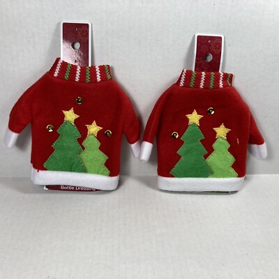 Ugly Christmas Tree Sweater Wine Holiday Bottle Covers Dinner