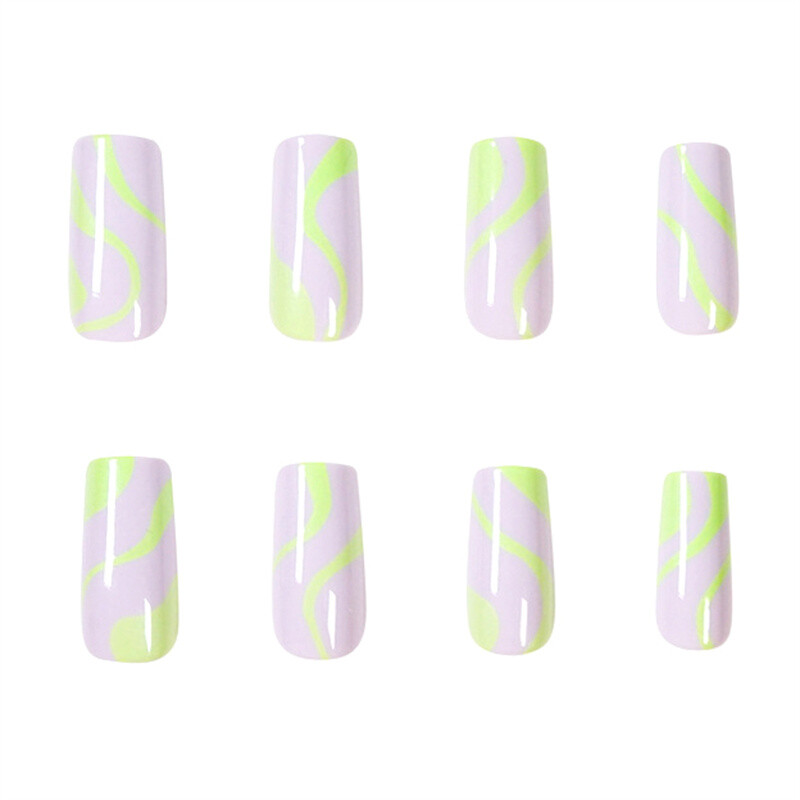Fake Nails Simple Wave Series White Nail Patch Nail Flake SFP | eBay