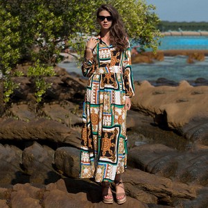 Elegante abito vestito morbido lungo boho bohemian hippie bianco colorato  5232 | eBay