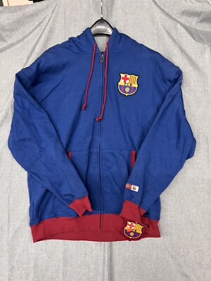 FC Barcelona Adult Zippered Hooded Sweatshirt-Away Blue XL X-Large