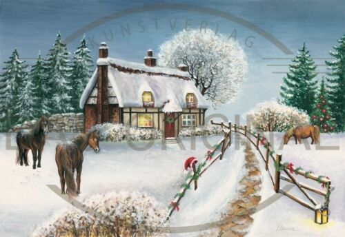 gemalter Kunst Adventskalender Gr. 38x26 cm Wintermotive Motive m Bildern - Bild 7 von 7