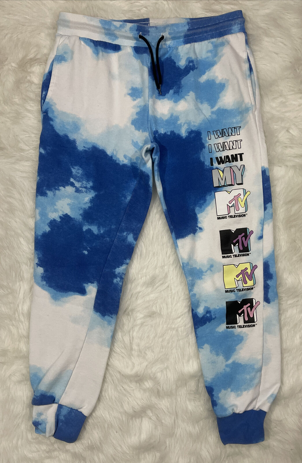 womens MTV jogger sweat pants large tie-dye blue | eBay