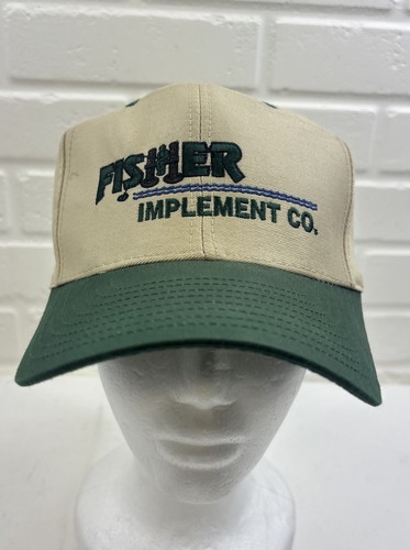 Fisher Implement Co Hat Cap Snap Back John Deere One Size Vintage Tan