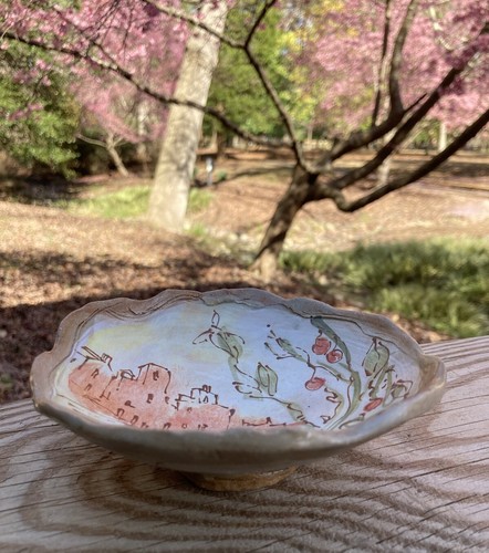 5" Dish Footed Pottery Coin Jewel Small Catch All Dish Artisan Crafted Signed - Picture 11 of 15