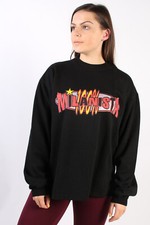 Crew Neck Sweatshirt 80s Retro Sportswear Vintage Black Size S -SW1761