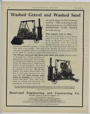 1910 Municipal Engineering & Contracting Co. Ad: Chicago Cube Mixer. RY Exchange