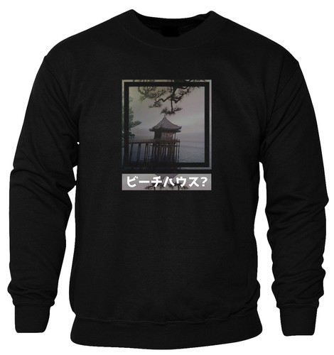 Japanese Osaka Tokyo Old Graphic Vaporwave Unisex Sweatshirt Jumper Pullover - Picture 2 of 3