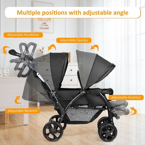 Foldable Baby Stroller Lightweight Pushchair Buggy w/ Footmuff & Rain Cover - Picture 3 of 5