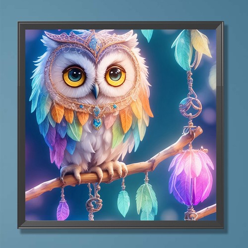 Pintura de diamante 5D para hacer usted mismo taladro redondo búhos red de ensueño decoración del hogar - Imagen 10 de 17