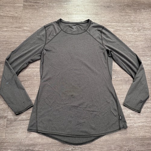 REI Shirt Womens  Large Gray Long Sleeve Solid Crew Neck Gym Casual Workout