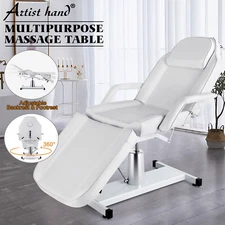 White Adjustable Hydraulic Facial Bed Reclining Massage Table Salon Tattoo Chair