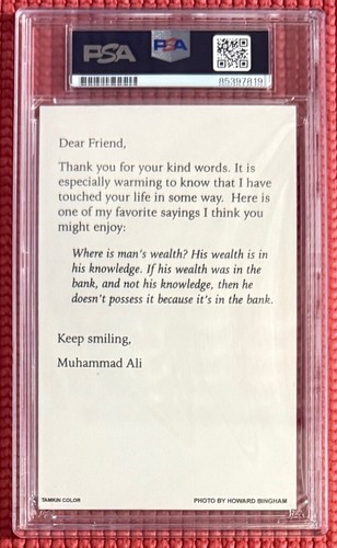 PSA/DNA slabbed & signed MUHAMMAD ALI autographed COLOR CARD Heavyweight Champ - Picture 3 of 3