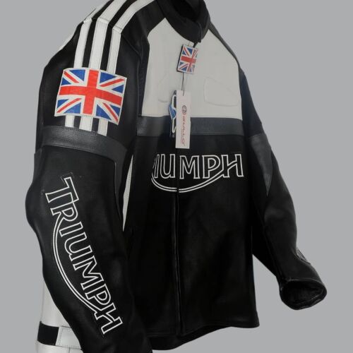 Triumph Jacket Motorcycle Motorbike Leather racing Riding Road jacket CE approve