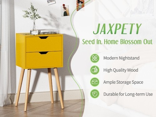 2Pcs Nightstand End Table Beside Table with 2 Drawers Solid Wood Leg Bedroom - Picture 36 of 65