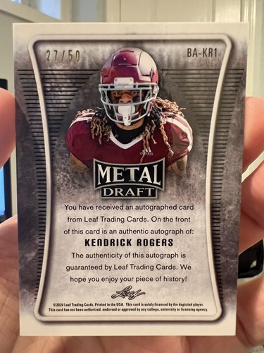 2020 Leaf Metal Draft Kendrick Rogers XRC Auto /50 #BA-KR1 Texas A&M Silver Wave - Picture 2 of 2