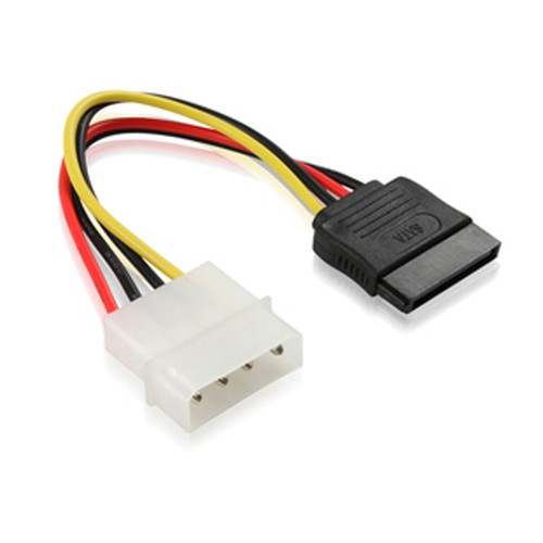 Molex 4-pin to SATA 15-pin Power Cable Adapter - 4" to 6" long - 5-Pack - Picture 3 of 4