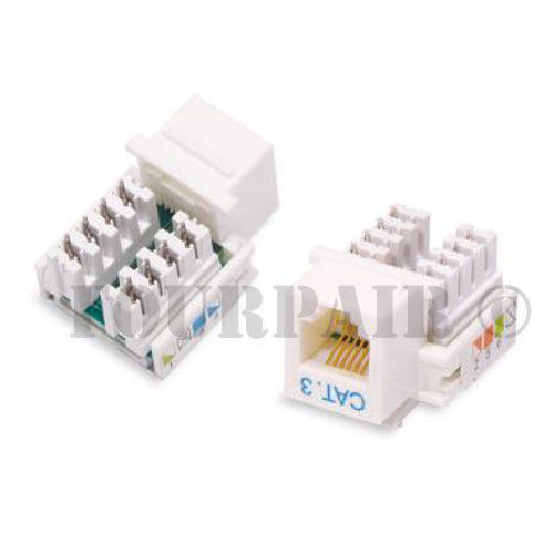 3 Pack Lot - CAT3 Keystone Snap-In Insert Punch Down Jack RJ11 RJ12 DSL - White - Picture 2 of 2