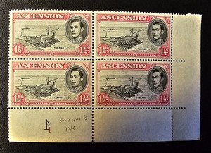 Ascension Island 1938 KGVI Stamps Sc 42c. SG 40f Corner Block SHEET #1 MINT NH