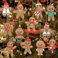 12pcs Gingerbread Man Christmas Decorations Ornaments Set for