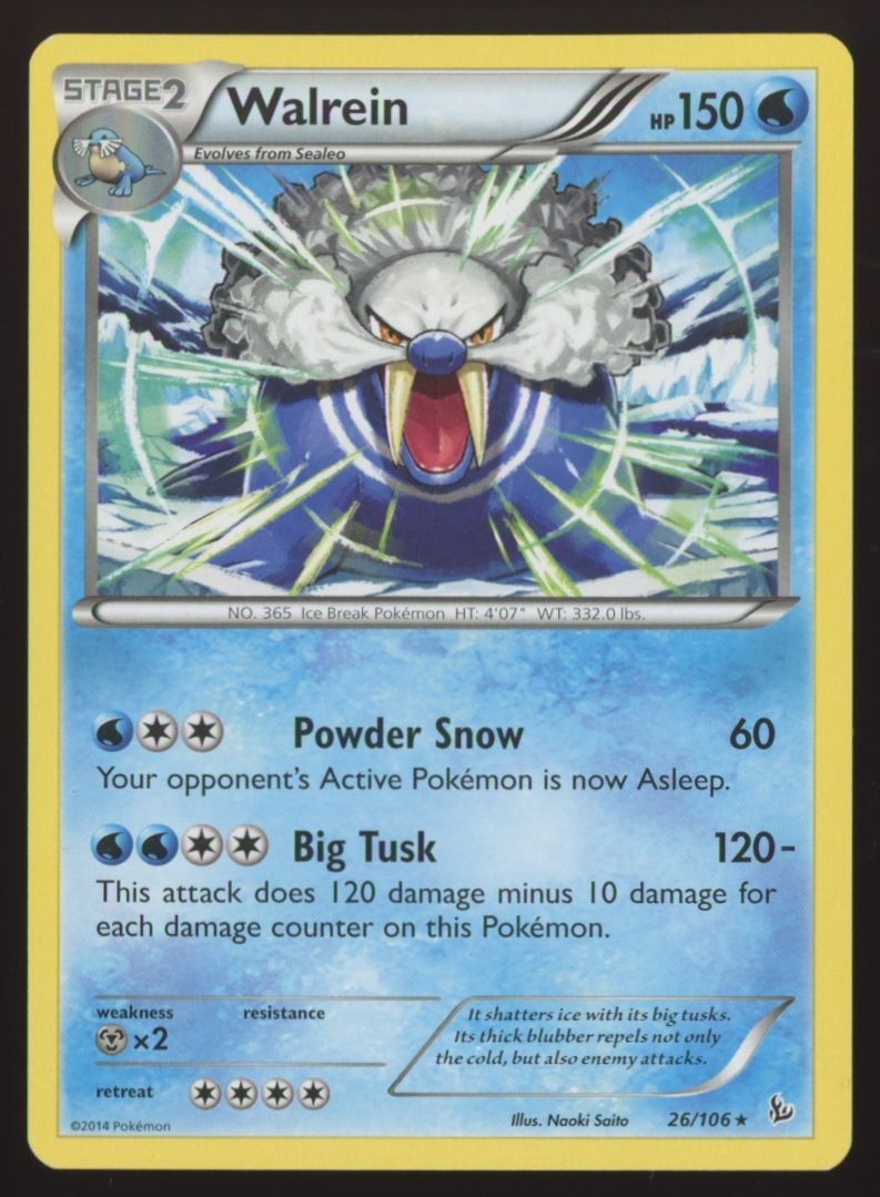 Pokemon XY - Flashfire Walrein #26/106 Rare