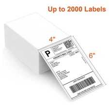 500 4" x 6" Fanfold Direct Thermal Shipping Labels for Zebra & Rollo Printers US