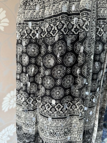 Monsoon 16 long evening Dress fine Silk grey black metallic silver spot NEW+TAGS - Picture 14 of 24