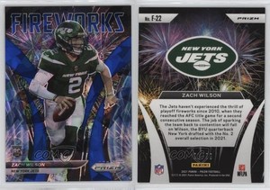 2021 Panini Prizm Fireworks Blue Ice Prizm /99 Zach Wilson #F-22 Rookie RC
