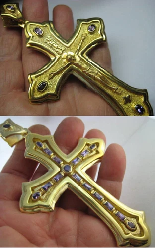 Pectoral Cross double sided for Bishops -  Gold plated over brass - 286