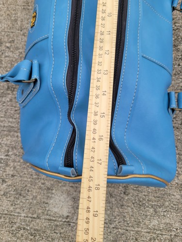 Bolso de Lona MacGregor Vintage Cuero Azul 2 Asas Pequeño Usado - Imagen 9 de 16
