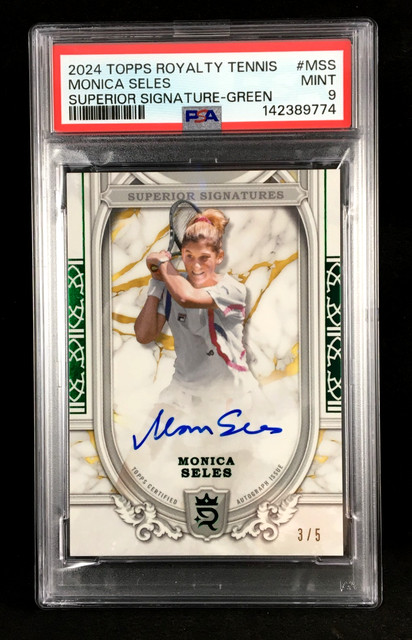 PSA 9 Monica Seles 2024 Topps Royalty Tennis SUPERIOR SIGNATURE Green /5 Auto