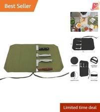 Chef Knife Roll Bag Canvas 4 Slots Travel Portable Storage for Culinary Enthu...