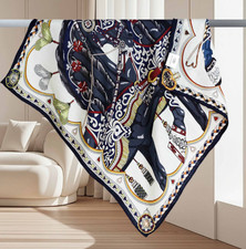 70 Cashmere 30 Silk Bandana Shawl Scarf 26'' Neckerchief horse Print Wrap new