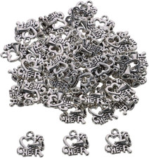 50Pcs Heart Shape Cheer Horn Charms, Alloy Cheer Leading Theme Charms Love Cheer
