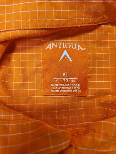Herren XLarge Antigua OSU Oklahoma State Cowboys Knopfleiste Hemd kariert orange - Bild 2 von 8