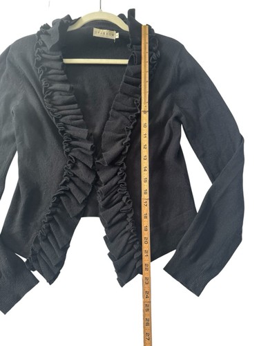 Anthropologie Sparrow Medium Black Cardigan Sweater Ruffle Cashmere Blend #4357 - Picture 8 of 10